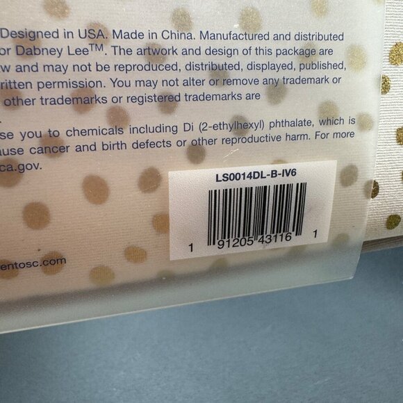 Dabney Lee fabric sleeve for laptops or Ultrabooks 14” white gold polka dots vel - Picture 9 of 12